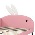 Full Size Upholstered Rabbit Shape Daybed, Sofabed With Rabbit Ear Headboard, Pink Full Pink Pu