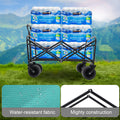 440Lbs Collapsible Foldable Wagon Cart With Strapping System ,Beach Wagon Utility Cart Utility Wagon Grocery Cart For Camping Shopping Sports Gardening Fishing Supports 3Pcs Plastic Liner Bag Blue