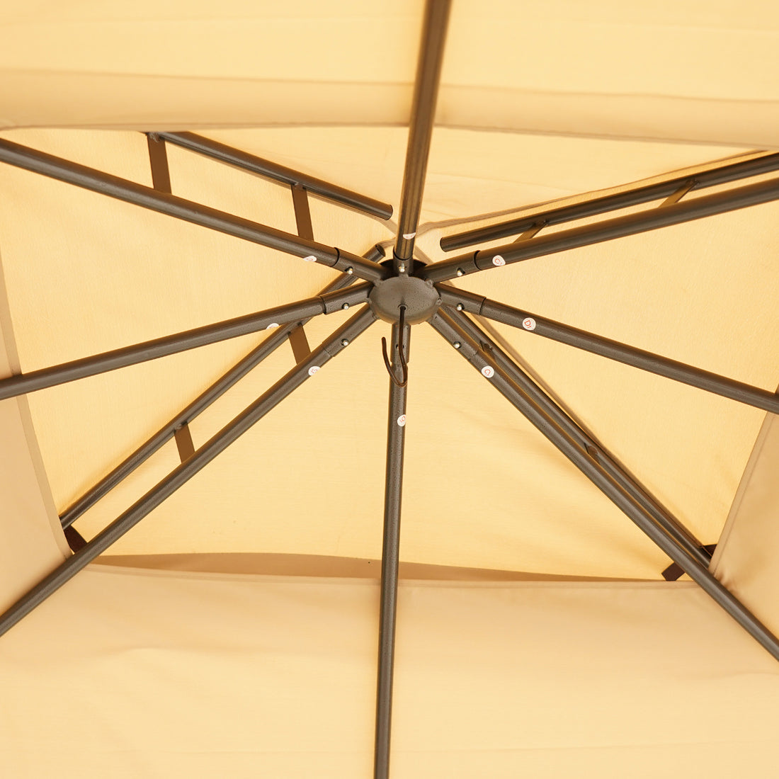 Outsunny 10' X 12' Outdoor Gazebo With Netting And Curtains, Patio Gazebo Canopy With 2 Tier Soft Top Roof And Steel Frame For Lawn, Garden, Backyard And Deck Beige Brown Steel