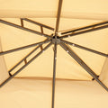 Outsunny 10' X 12' Outdoor Gazebo With Netting And Curtains, Patio Gazebo Canopy With 2 Tier Soft Top Roof And Steel Frame For Lawn, Garden, Backyard And Deck Beige Brown Steel