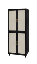 4 Door Cabinet, With 4 Adjustable Inner Shelves, Storage Cabinet Black Mdf