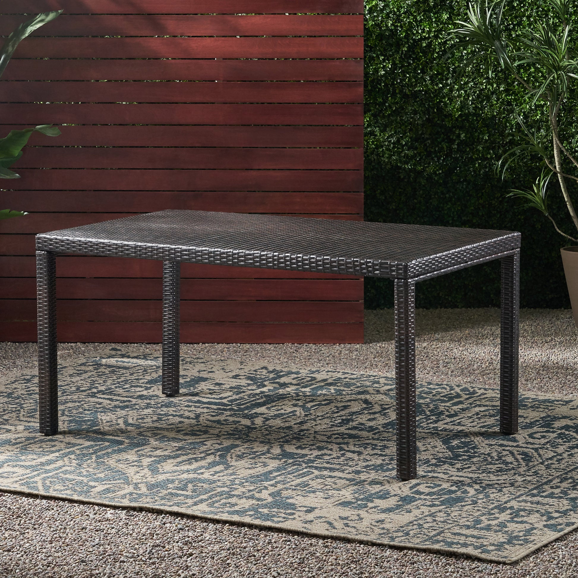 Rhode Island 7Pc Rectangular Table Brown Rattan