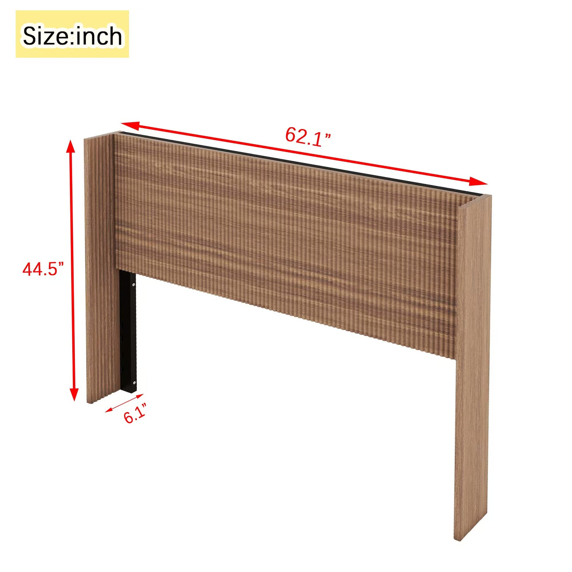 Wooden Integral Headboard, Modern Farmhouse, Bohemian, Convex Groove Board, Wing Back Design Golden Oak, Queen Box Spring Required Queen Natural Wood Composite Brown Bedroom American Design,Artsy