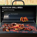 Outsunny Barrel Charcoal Bbq Grill With 420 Sq.In. Cooking Area, Outdoor Barbecue With Wheels, Ash Catcher And Built In Thermometer For Patio Picnic, Backyard Party, Black Black Steel