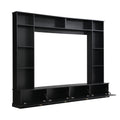 Large Wall Unit Entertainment Center With Bookshelves For Tvs Up To 78'', Modern Tv Console With Cabinets And Open Shelves, 4 In 1 Tv Stand With Golden Handles, Black, 104.2''W*81.2''H Black 70 79 Inches Mdf