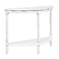 42'' Retro Circular Curved Half Moon Console Table With Cloud Design Top And Open Shelf Solid Wood Frame And Legs, Milk White Milk White Primary Living Space Retro Pine Console Tables Pine