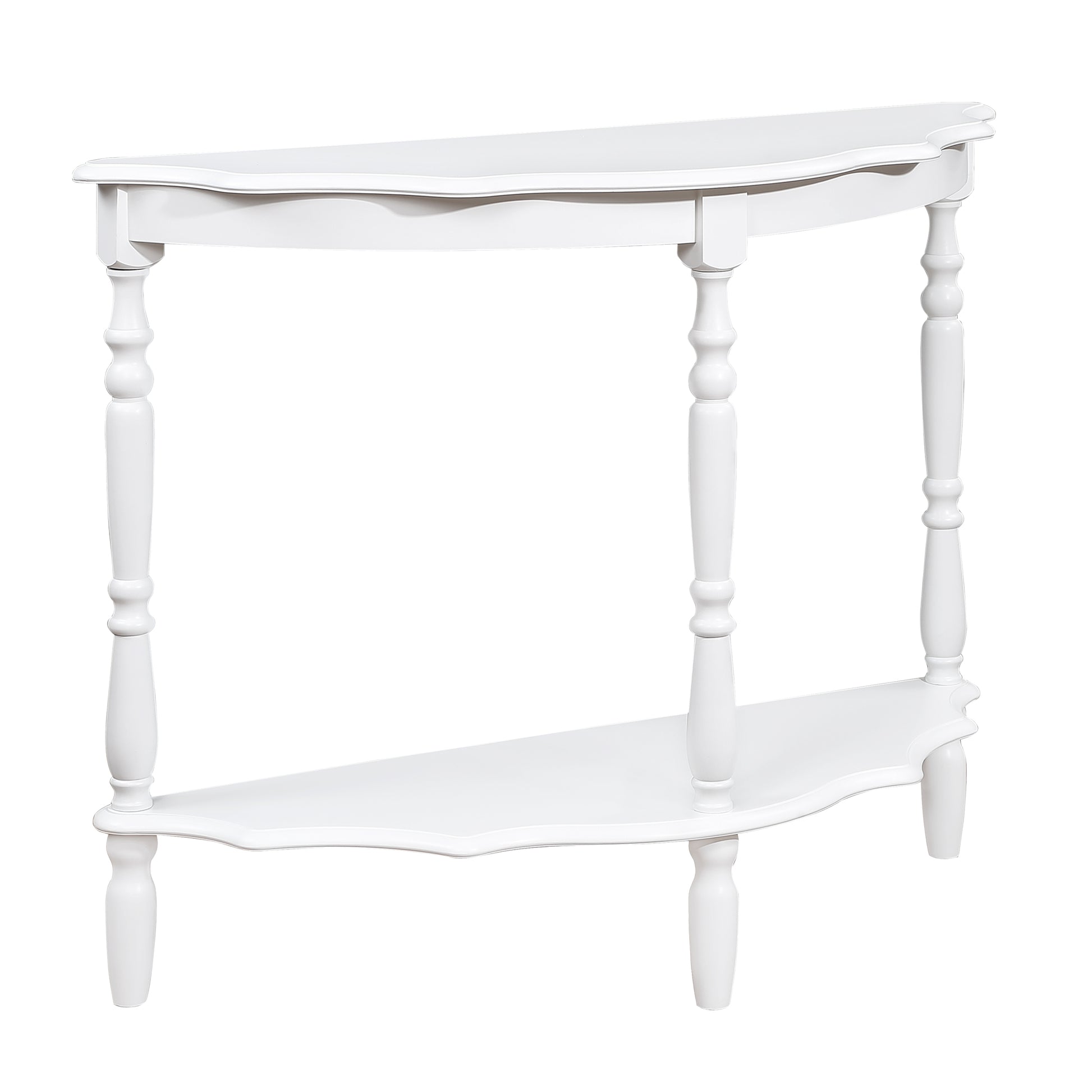 42'' Retro Circular Curved Half Moon Console Table With Cloud Design Top And Open Shelf Solid Wood Frame And Legs, Milk White Milk White Primary Living Space Retro Pine Console Tables Pine