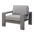 Aluminum Frame Patio Arm Chair With Padded Fabric Seating, Gray, Set Of Two Gray Aluminium