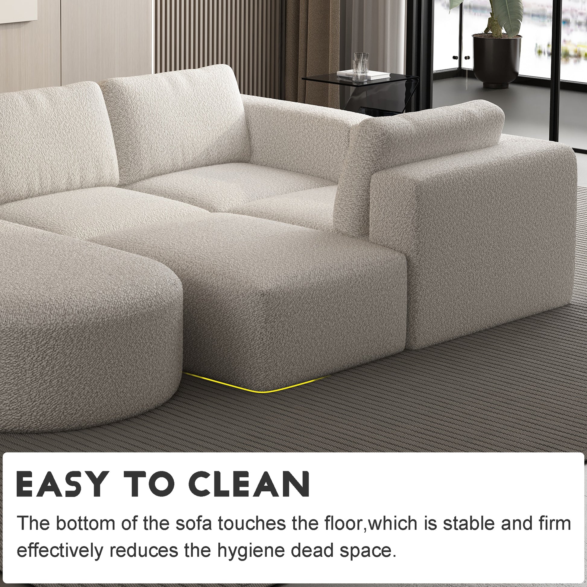104.32*74.8 Modular Sectional Sofa Sleeper Couch, Sectional Sofa With Chaise And Ottoman, Convertible U Shaped Modular Sofa Set. Compressed Sponge, White. Combo 2A 2B 2D White Primary Living Space Soft Minimalist,Modern Foam Spring 6 Seat