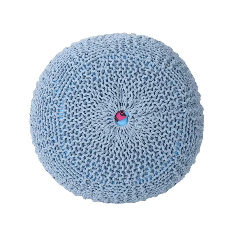 Knited Pouf Teal Cotton