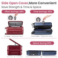 Luggage Sets 3 Piece 20 24 28 , Expandable Carry On Luggage With Tsa Lock Airline Approved, 100% Pc Hard Shell And Lightweight Suitcase With Front Pocket And Spinner Wheels Wine Red Pc