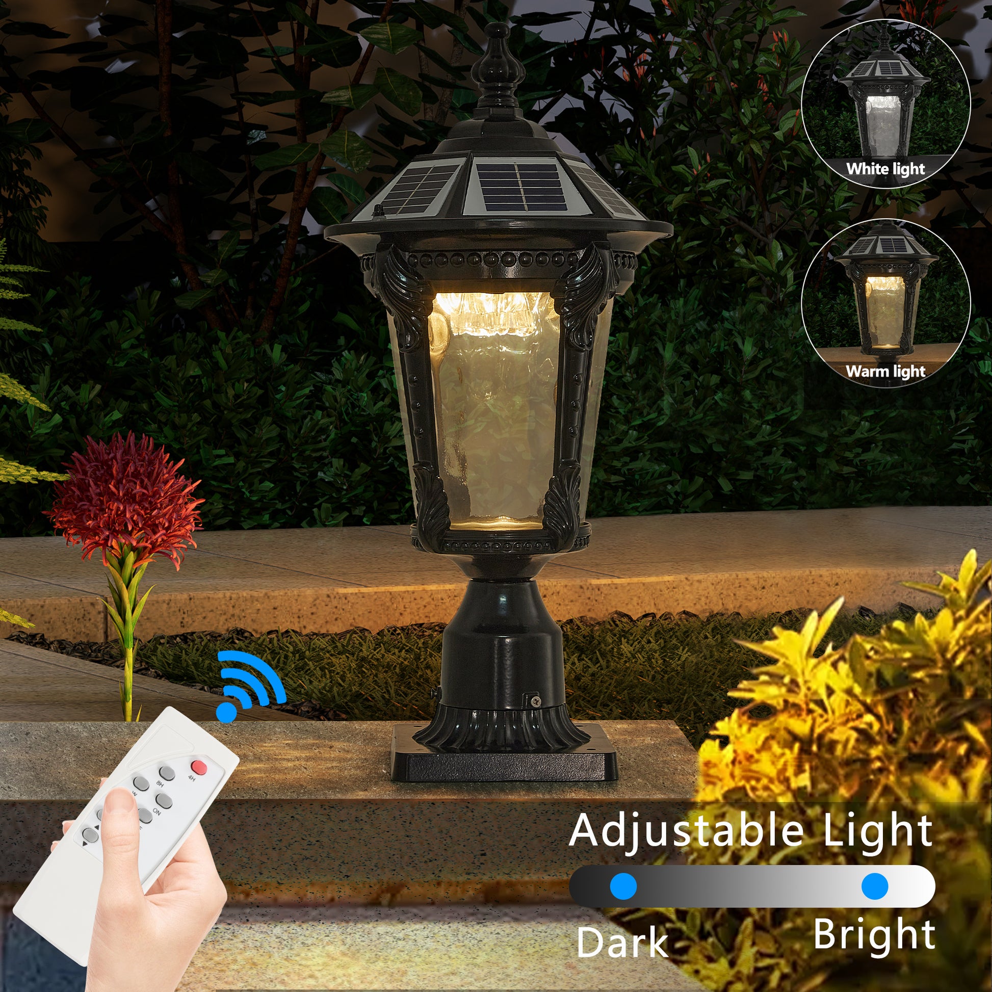 Retro Solar Lights With Dimmable Led 1 Pack Black Glass Aluminium