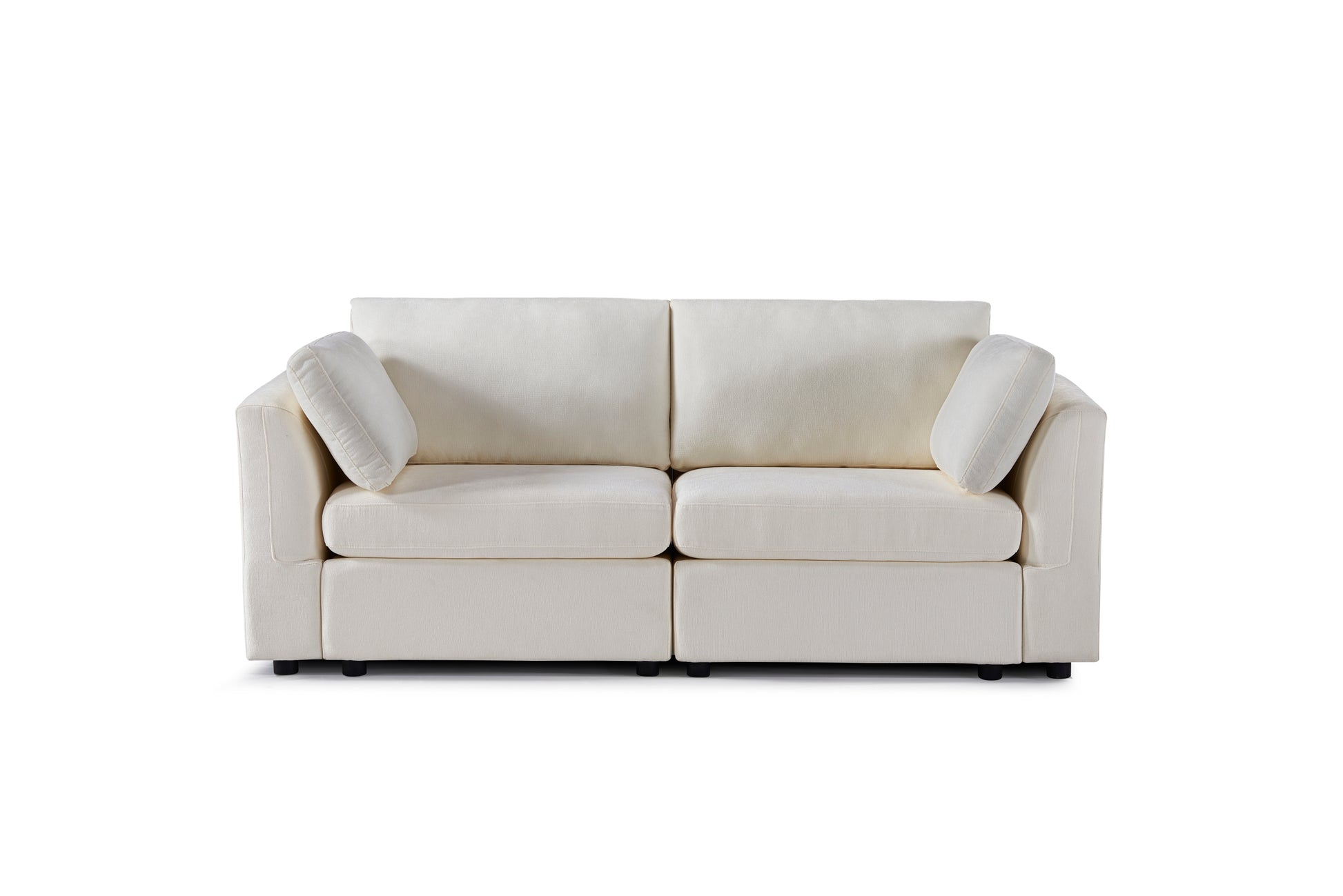 Modular Sofa Whiten Chenille Fabric, Simple And Grand, The Seat And Back Is Very Soft. This Is Also A Knock Down Sofa Creamy White White Chenille Wood Primary Living Space Medium Firm Light Duty Victorian Rectangle Acacia Rolled Arms Chenille 2 Seat