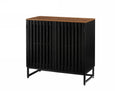 Cabinet With Slatted Grille Striped Door, Modern Style Cabinet, High Quality Mdf And Metal Leg Black Brown Mdf