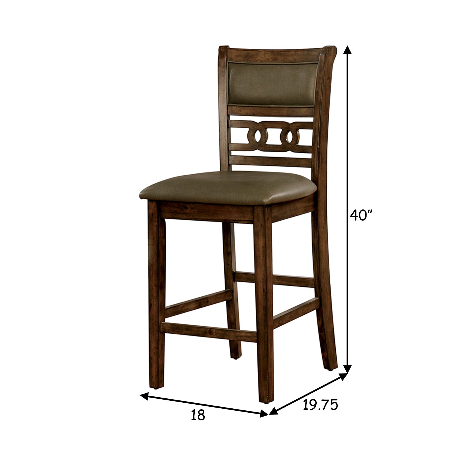 Upholstered Solid Wood Counter Height Side Chair, Brown, Pack Of Two Brown Solid Wood