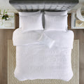 4 Piece Cotton Seersucker Duvet Cover Set King White Cotton