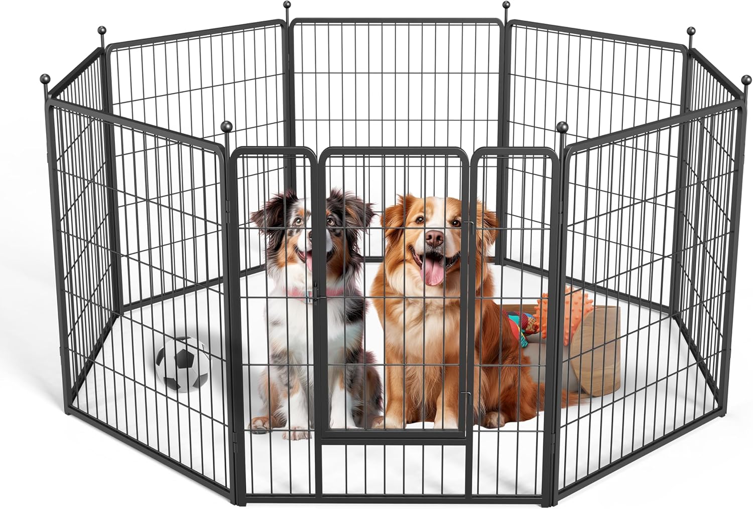 Dog Playpen Indoor, Puppy Playpen Indoor For Yard, Camping, 32" Height 8 Panels Heavy Duty Dog Pen For Small Medium Dogs, Black Black Metal