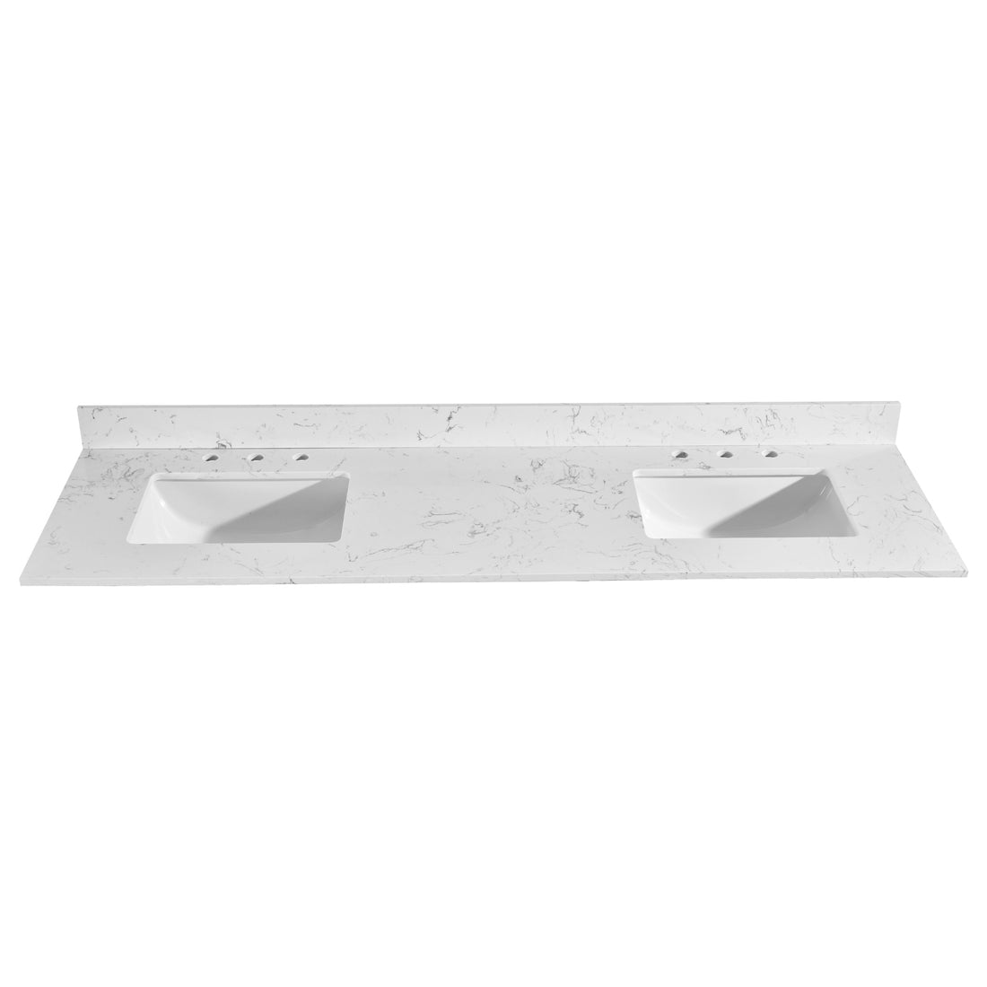 72"X 22" Bathroom Stone Vanity Top Engineered Color With Undermount Ceramic Sink And 3 Faucet Hole With Backsplash White Bathroom Stone