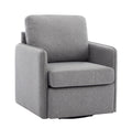 Swivel Accent Chair, Comfy Single Sofa Chair With Storage, Modern Arm Chair For Living Room, Fabric Swivel Armchair With Metal Base Gary Gray Silver Linen