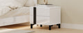 Modern High Gloss 3 Piece Bedroom Set Floating Bed Frame Queen Size Platform Bed With Led Light & 2 Nightstands, White Box Spring Not Required Queen White Wood 3 Piece Set Solid Wood Mdf