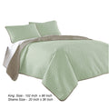 Eva 3 Piece King Microfiber Reversible Coverlet Set Quilted Gray Jade Green King Green Microfiber