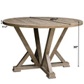 5Pcs Table Set Round Dining Table Solid Wood Modern Farmhouse Rustic Look Distressed Look Wood Grayish Brown Ladder Back Seats 4 Light Brown Dining Room Fixed Table American Design,Farmhouse,French Country,Rustic,Vintage Rubberwood Round Round Dining