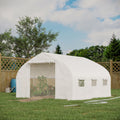 Outsunny 11.5' X 10' X 6.5' Walk In Tunnel Greenhouse, Green House With Zippered Mesh Door, 7 Mesh Windows & Roll Up Sidewalls, Upgraded Gardening Plant Hot House With Galvanized Steel Hoops, White