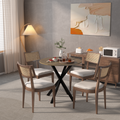 31.5 Inch Round Dining Table, Small Circle Kitchen Table With Metal Black Legs For 2 4 People,Modern Dining Room Table, Brown Only Table Rustic Brown Seats 4 Freestanding Round Mdf