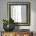 Wall Black Mirror With Golden Embossing Tc Goat Leather Black Gold Mdf