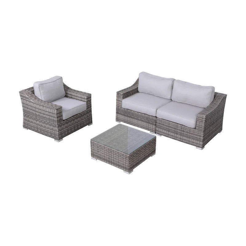 Fully Assembled Wicker 3 Person Seating Set With Cushions Gray Wicker