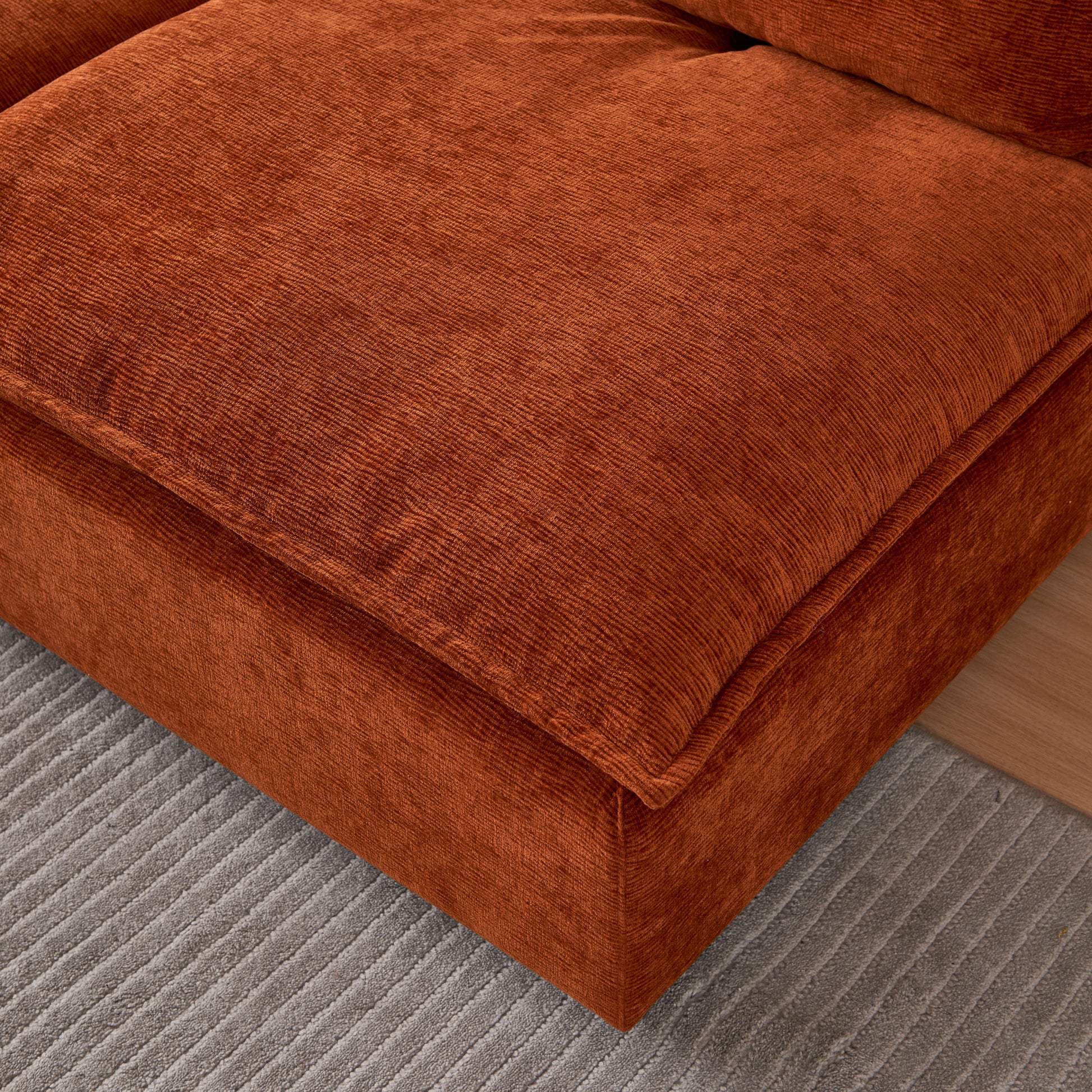 Modern 2 Seater Armless Sofa Couch For Living Room Modular Design, Ultra Soft Chenille Fabric, Easy Assembly, Sturdy Frame, Stylish And Comfortable Perfect For Apartments Orange Wood Foam Chenille 2 Seat