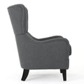 Modern Upholstered Armchair With Solid Leg, Leisure Single Sofa Chair For Living Room Bedroom Reading And Studio Charcoal Fabric