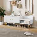 Modern Shoe Storage Bench With Hidden Storage And Upholstered Cushions For Bedside, Living Room And Entryway White White Mdf Metal