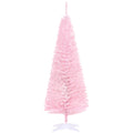 Homcom 5' Artificial Pencil Christmas Tree, Slim Xmas Tree With 294 Realistic Branch Tips And Plastic Stand, Pink Pink Plastic