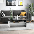 Homcom Modern Coffee Table, 2 Tier Rectangular Center Table With Storage Shelves For Living Room, Black White White Black Engineered Wood