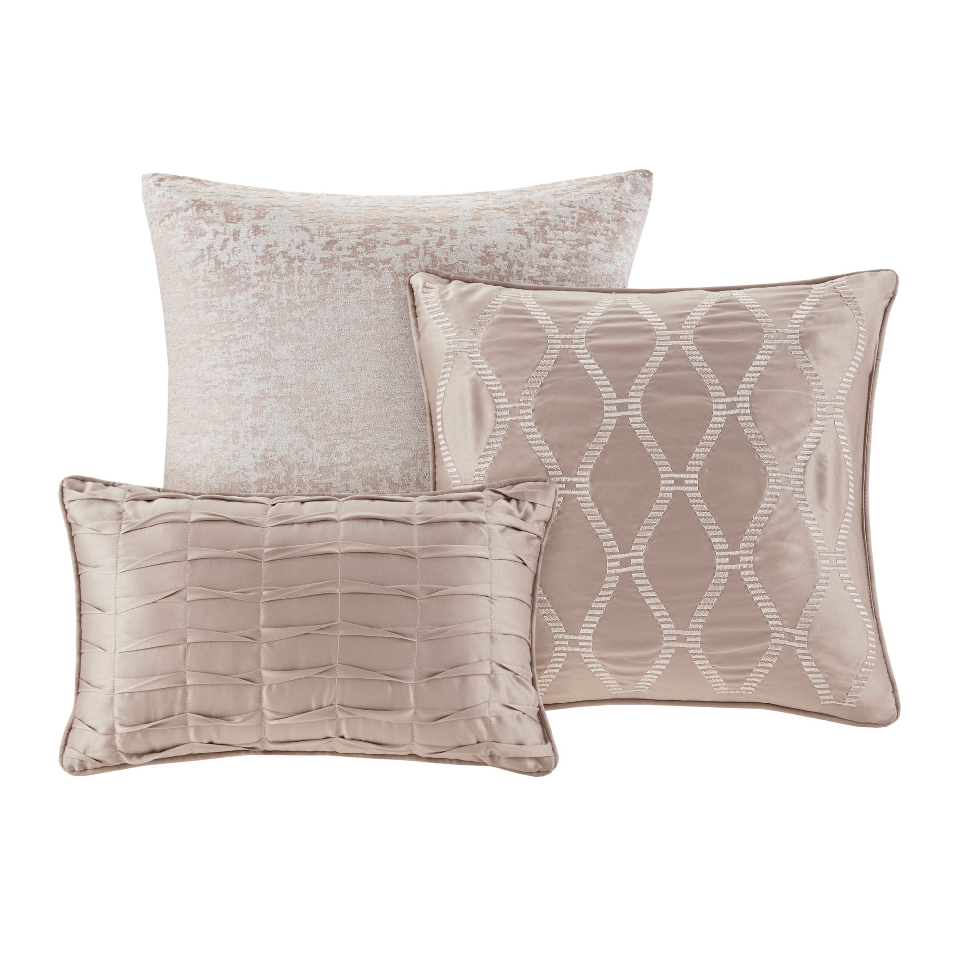 7 Piece Chenille Jacquard Comforter Set Taupe King King Multicolor Polyester