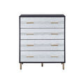 Black And Silver 4 Drawer Chest Black Gold Bedroom Wood Metal