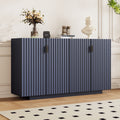 4 Wavy Doors Large Storage Space Sideboard With Adjustable Shelves And Retro Copper Handles For Dining Room And Living Room Antique Navy Antique Navy Mdf