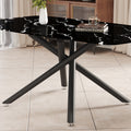 1 Table And 6 Chairs Set.A Rectangular Dining Table With A Imitation Marble Black Table Top And Black Metal Legs.Paired With 6 Chairs With Pu Leather Seat Cushion And Black Metal Legs.F 1537,C 007 Black Glass Metal