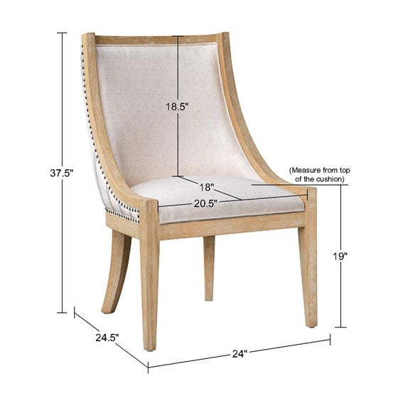 Upholstered Dining Chair With Trim Beige Natural Upholstered
