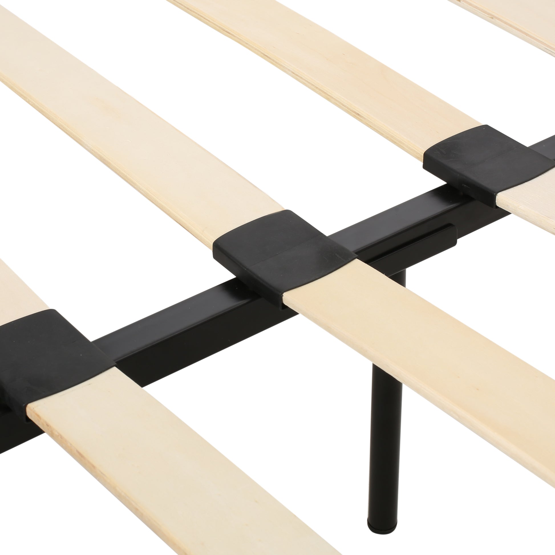 King Size Upholstered Platform Bed Frame With Contemporary Tufted Waffle Stitching, Easy Assembly, Black King Black Fabric