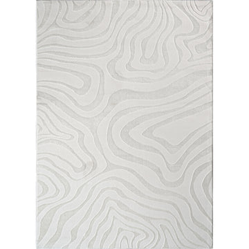 "Ava" Luxury Area Rug In Cream Abstract Design Cream Polyester