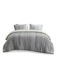 3 Piece Cotton Jacquard Comforter Set Gray Full Queen Queen Gray Cotton