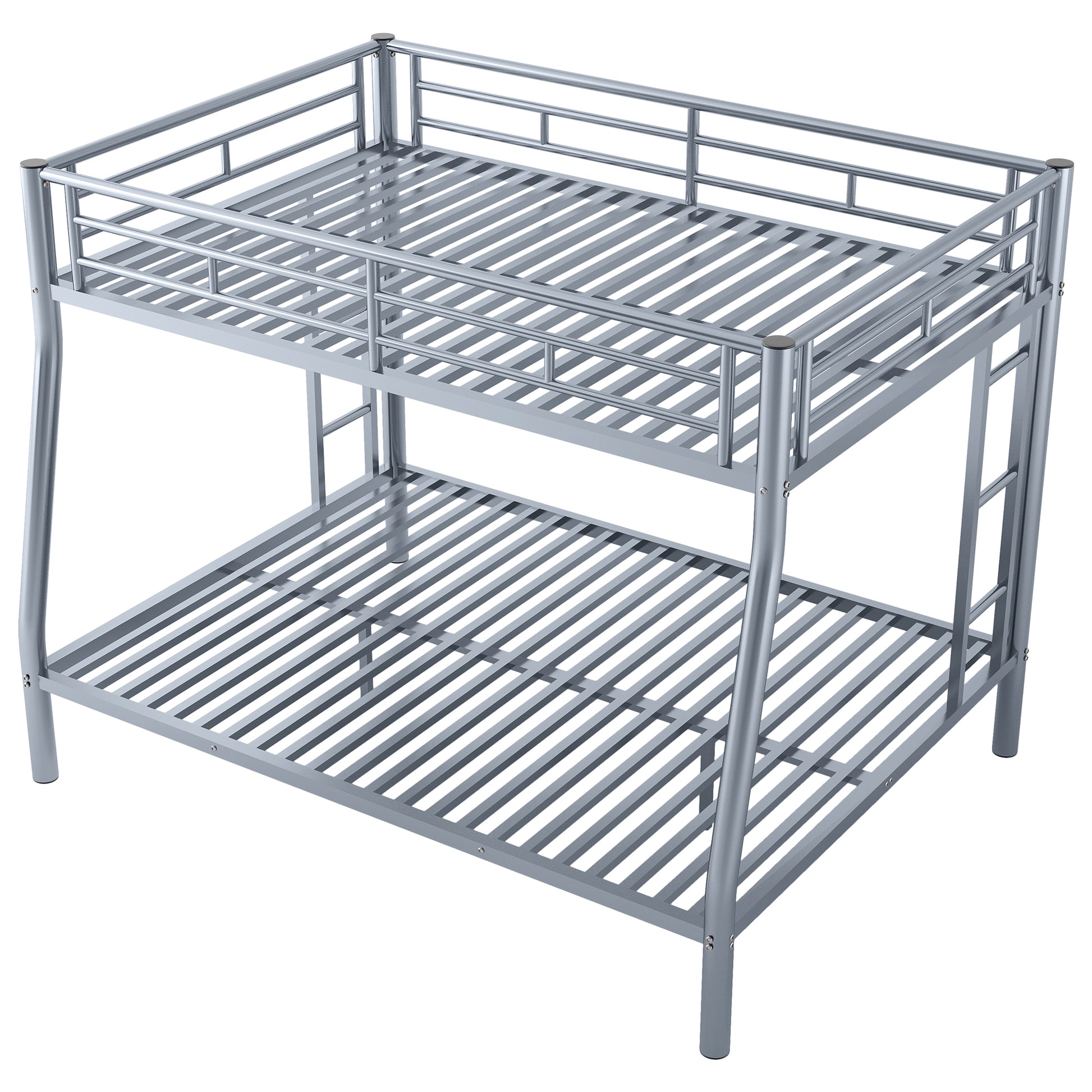 Full Xl Over Queen Metal Bunk Bed With Ladder And Guardrails, Silver Expected Arrival Time: 9.7 Box Spring Not Required Full Xl Silver Metal Metal