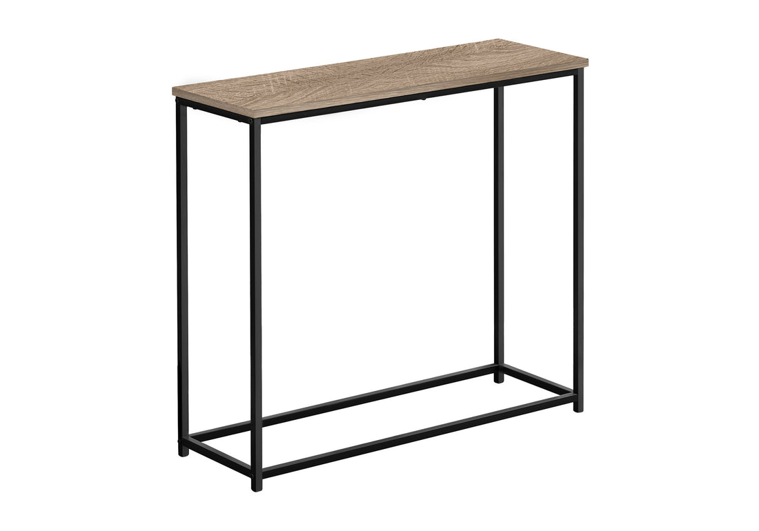 Accent Table, Console, Entryway, Narrow, Sofa, Living Room, Bedroom, Brown Laminate, Black Metal, Contemporary, Modern Taupe Particle Board