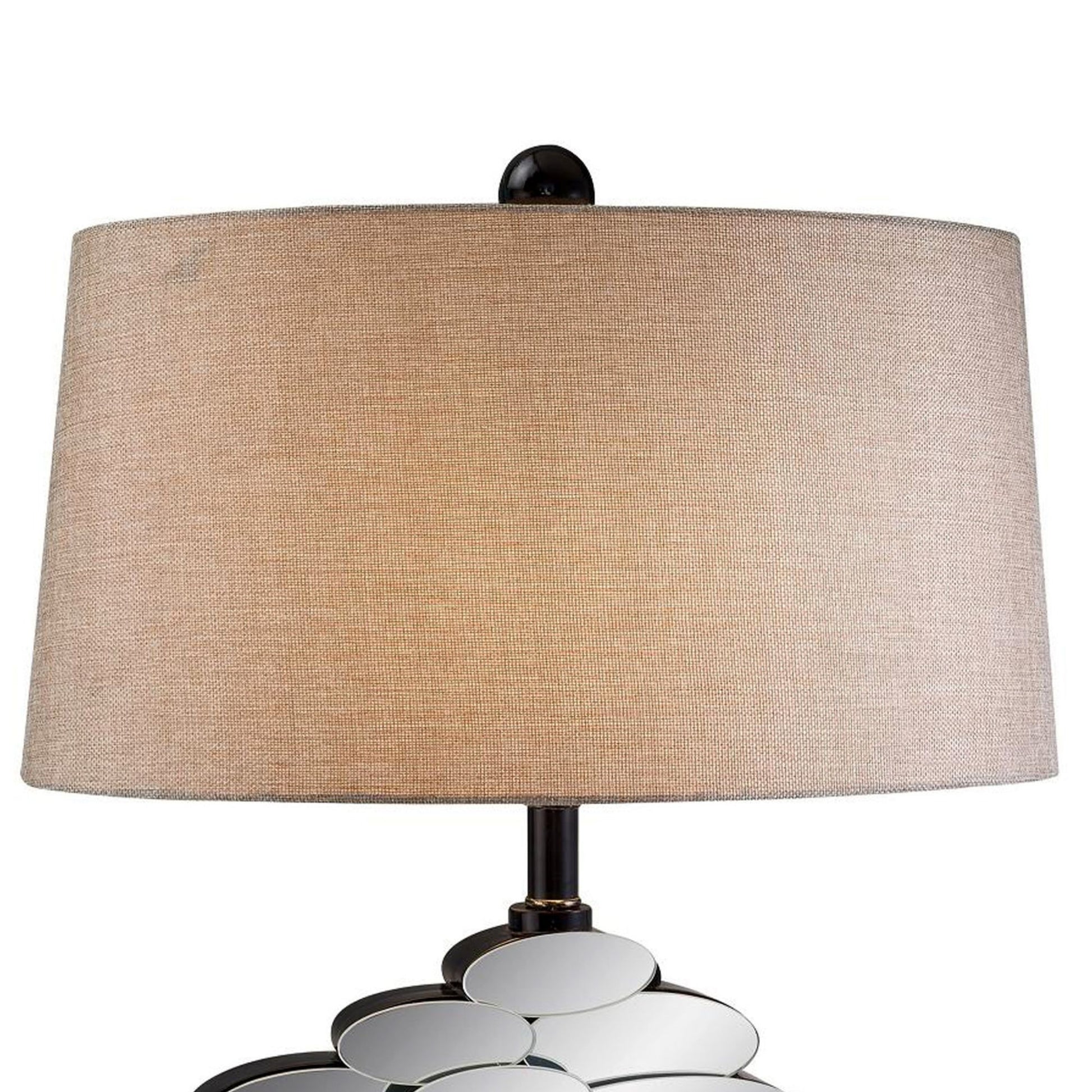 25.5" Tall Polyresin Table Lamp With Bronze Finish And Glass Accents Beige Black Metal