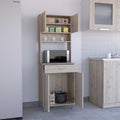 Della 60 Kitchen Pantry With Countertop, Closed & Open Storage Light Gray Gray Kitchen Open Storage Space Modern Particle Board Particle Board