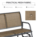 Outsunny 2 Person Outdoor Glider Bench, Patio Double Swing Rocking Chair Loveseat W Powder Coated Steel Frame For Backyard Garden Porch, Light Mixed Brown Brown Steel
