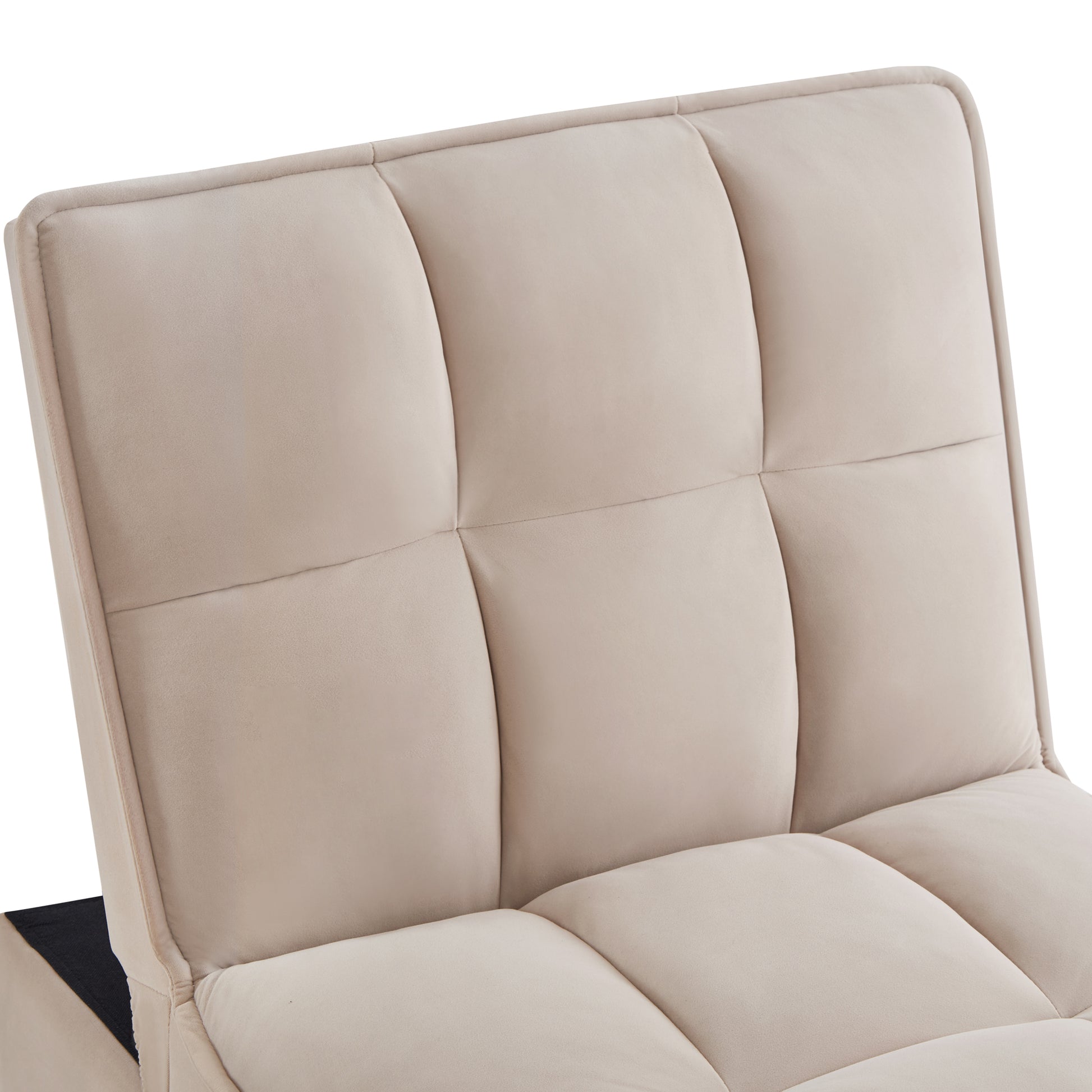 4 In1 Multi Function Single Sofa Bed With Storage Pockets,Tufted Single Pull Out Sofa Bed With Adjustable Backrest And Pillows ,Convertible Chaise Lounge,Taupe Taupe Velvet Metal Primary Living Space American Design Armless Foam Velvet 1 Seat