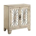 Antique White Console Table With Mirrored Doors Antique White Primary Living Space Rubberwood Rectangular Wood Glass